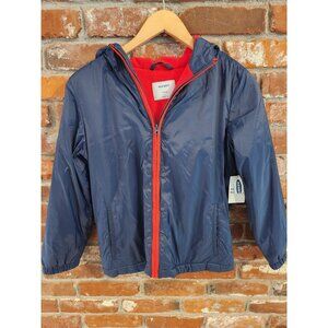 Old Navy NWT Boys Red and Blue Fleece Lined Rain Coat Jacket Size Large 10-12